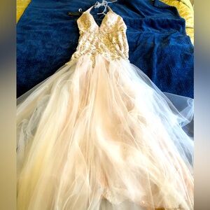 Terani couture wedding halter lace flower embellished wedding gown ivory size XS